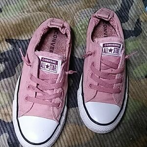 Converse Pink Athletic Shoes with Canvas Upper and Rubber Sole
